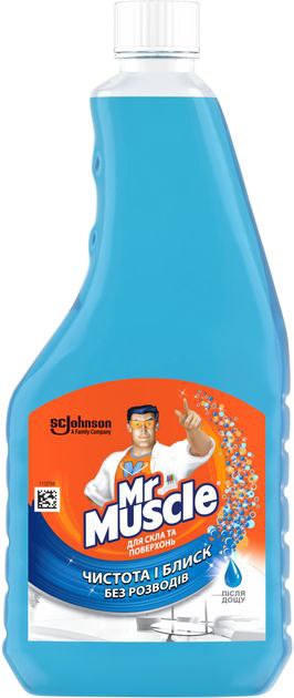 Засіб для скла Mістер Мускул Блакитний Після дощу змінна пляшка 500мл